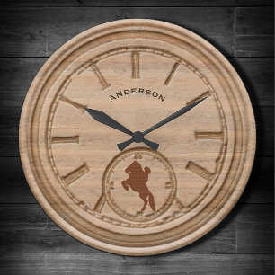 Rustic Western Cowboy Large Clock