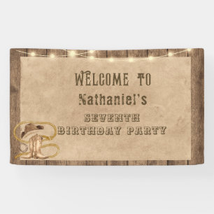 Rustic western cowboy you are wanted birthday banner