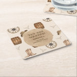 Rustic western cowboy you are wanted birthday  square paper coaster<br><div class="desc">Make your little ones birthday party wild west celebration with this Rustic Western Cowboy Birthday Invitation. Featuring a charming rustic western design with cowboy inspired elements and vintage brown tones, this invitation is perfect for a cowboy themed birthday party, rodeo birthday celebration, or wild west party. Ideal for little cowboy...</div>