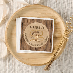 Rustic western cowboy you are wanted  napkin