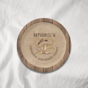 Rustic western cowboy you are wanted paper plate