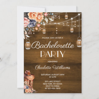 Rustic Western Cowgirl Bachelorette Party Invitation