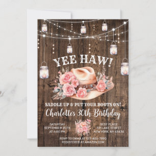 Rustic Western Cowgirl Birthday Party Invitation