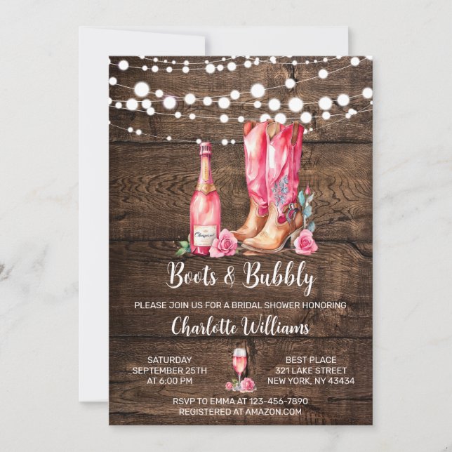 Rustic Western Cowgirl Bridal Shower Party Invitation (Front)