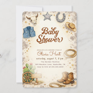 Rustic Western Desert Cowboy Baby Shower Invitation