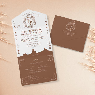 Rustic Western Desert Cowboy Boots Skull All In One Invitation