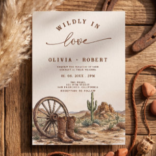 Rustic Western Desert Cowboy Boots Wedding Invitation