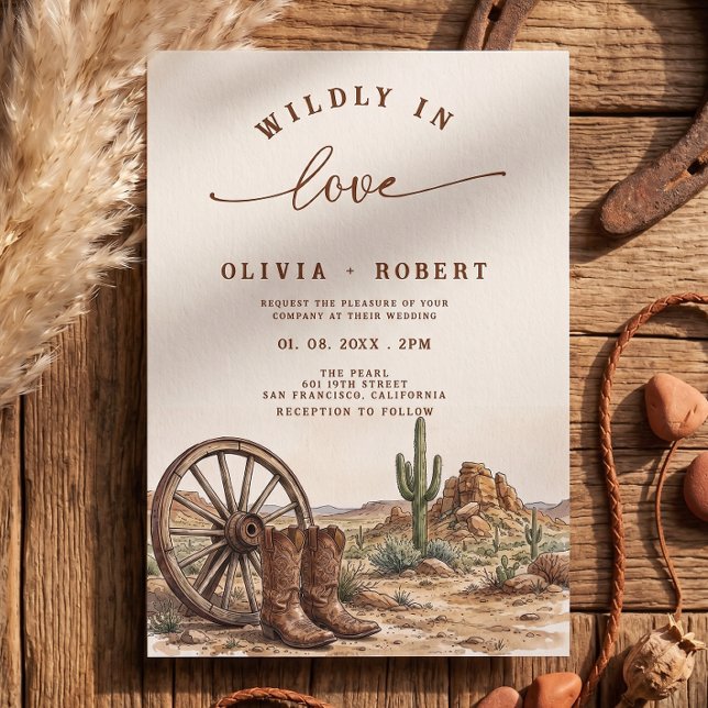 Rustic Western Desert Cowboy Boots Wedding Invitation (Creator Uploaded)