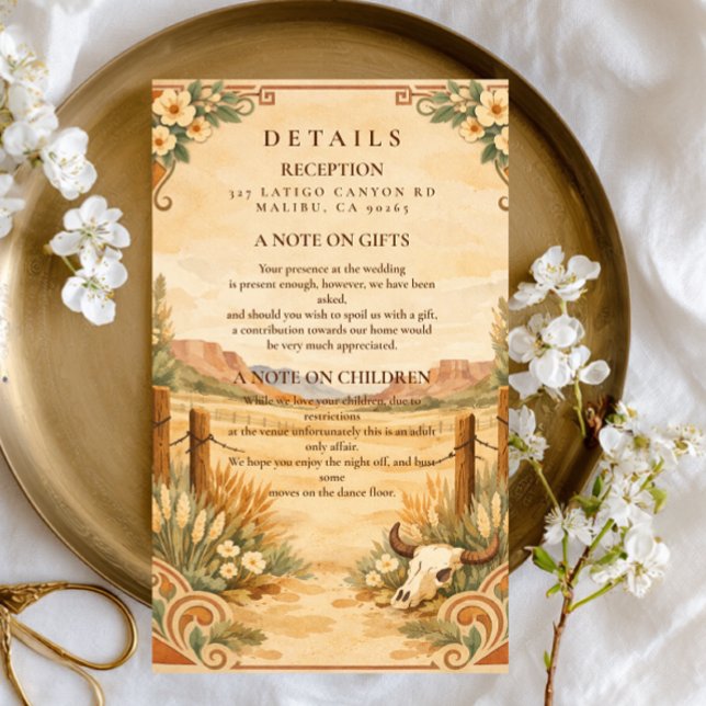 Rustic Western Desert Wedding Enclosure Card (Creator Uploaded)