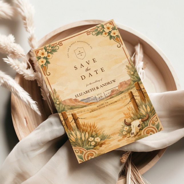 Rustic Western Desert Wedding Save The Date (Creator Uploaded)