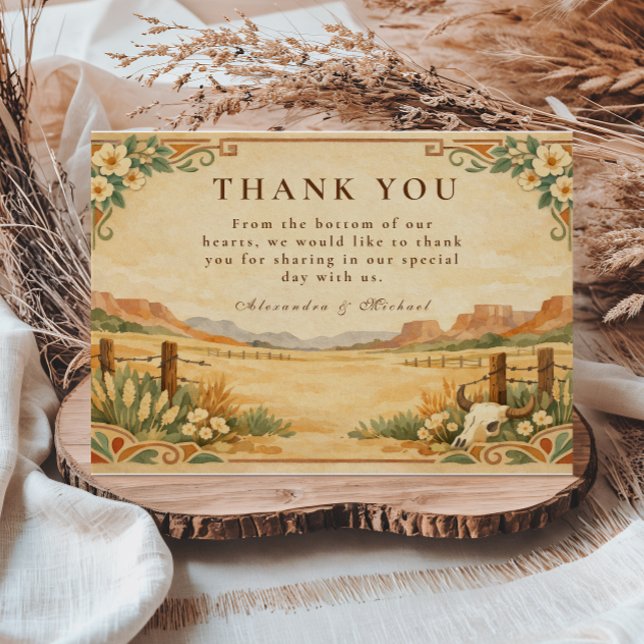 Rustic Western Desert Wedding Thank You Card (Creator Uploaded)