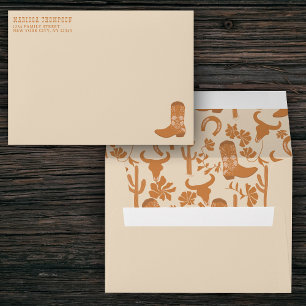 Rustic Western Earth Tone Country Cowboy Boots Envelope