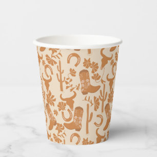 Rustic Western Earth Tone Country Cowboy Boots Paper Cups