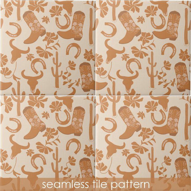 Rustic Western Earth Tone Country Cowboy Boots Tile (Rustic Western Earth Tone Country Cowboy Boots Ceramic Tile)