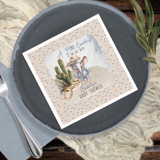 Rustic Western Elephant Cowboy Boy Baby Shower Napkin (Rustic Western Elephant Cowboy Boy Baby Shower Paper Napkins)