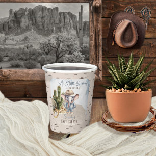 Rustic Western Elephant Cowboy Boy Baby Shower Paper Cups