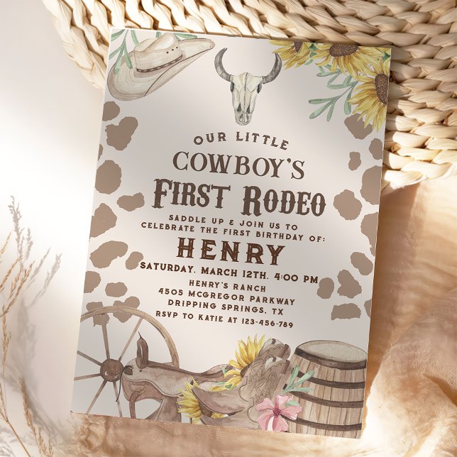 Rustic Western First Rodeo Cowboy 1st Birthday  Invitation (Creator Uploaded)
