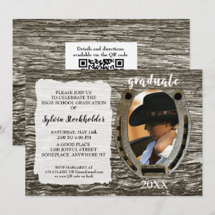 Rustic Western Grad Party Invitation with photo