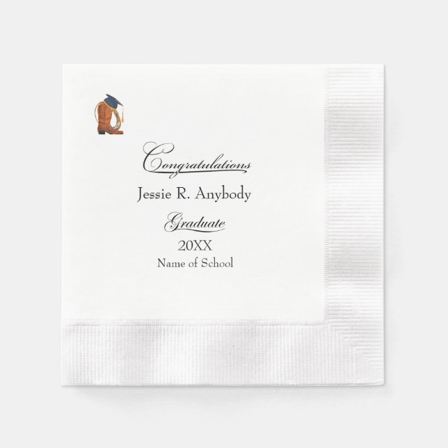 Rustic Western Graduation Party Paper Napkin (Front)