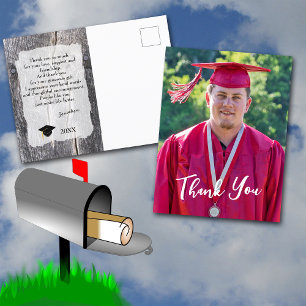 Rustic Western Graduation Thank You Postcard