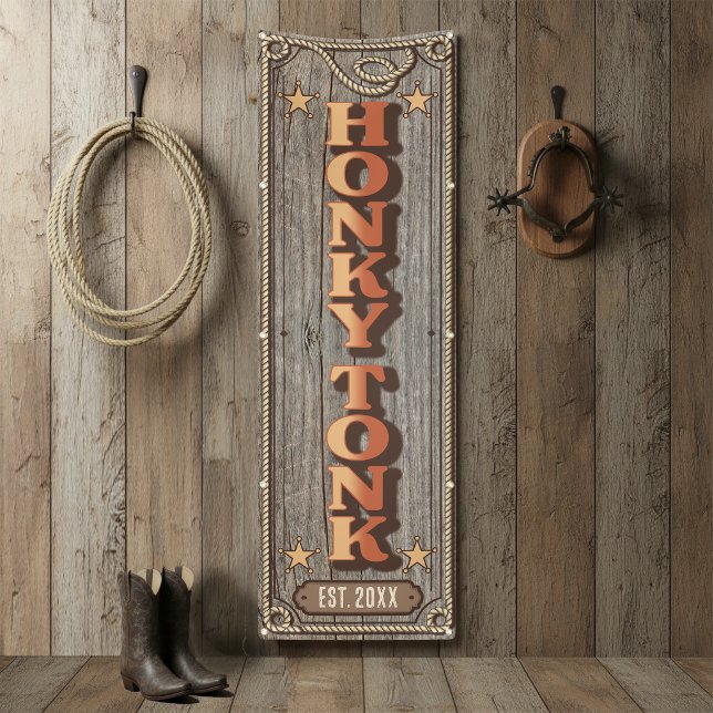 Rustic Western HONKY TONK Vert ID1318 Banner (Creator Uploaded)