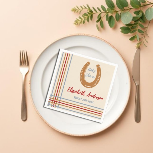 Rustic Western Horseshoe Baby Shower Napkin (Creator Uploaded)