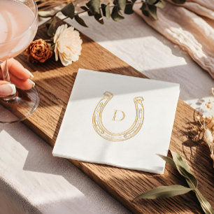 Rustic Western Horseshoe Custom Monogram Wedding Foil Napkins