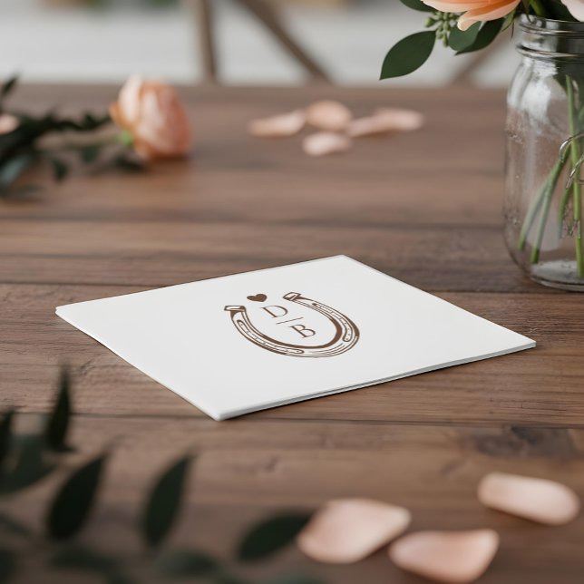 Rustic Western Horseshoe Custom Monogram Wedding Napkin (Rustic Western Horseshoe Custom Monogram Wedding Napkins)