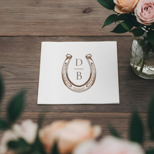 Rustic Western Horseshoe Custom Monogram Wedding Napkin