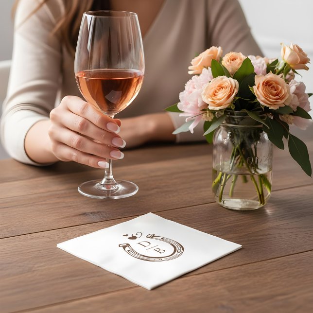 Rustic Western Horseshoe Custom Monogram Wedding Napkin (Rustic Western Horseshoe Custom Monogram Wedding Napkins)