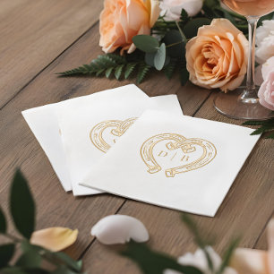 Rustic Western Horseshoe Heart Monogram Wedding Foil Napkins