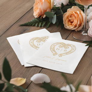 Rustic Western Horseshoe Heart Monogram Wedding Foil Napkins
