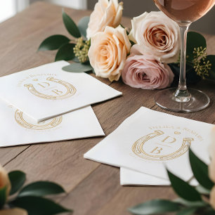 Rustic Western Horseshoe Love Monogram Wedding Foil Napkins