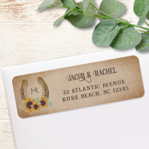 Rustic Western Horseshoe Sunflower Wedding Address