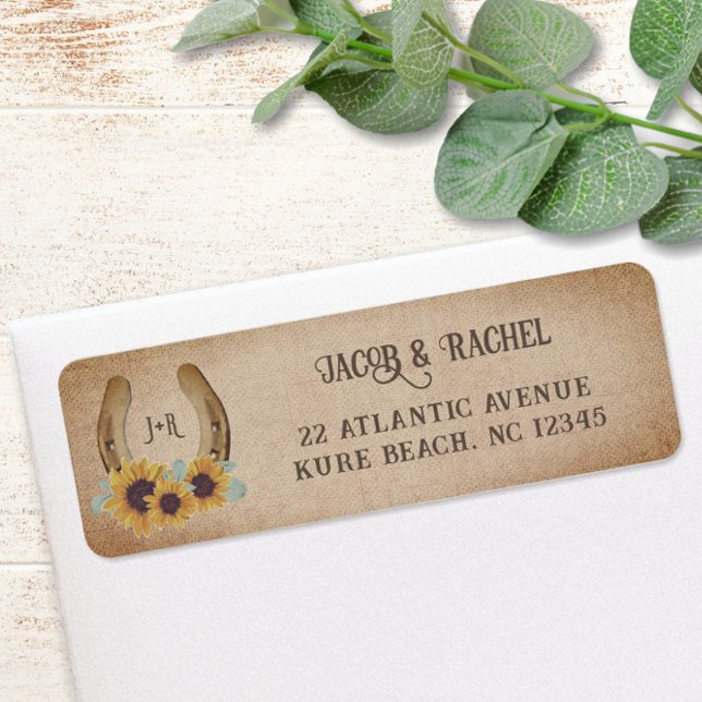 Rustic Western Horseshoe Sunflower Wedding Address (Creator Uploaded)