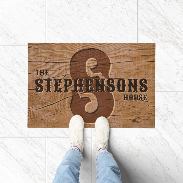 Rustic Western Monogram Family Name Welcome  Doormat (Indoor)