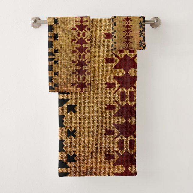 Rustic Western Mud-cloth Bath Towel Set (Insitu)