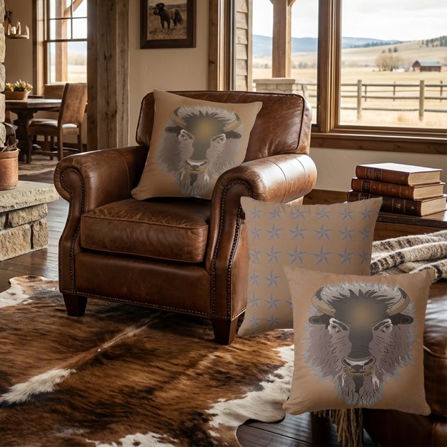 Rustic Western Plains Bison Cushion (Creator Uploaded)