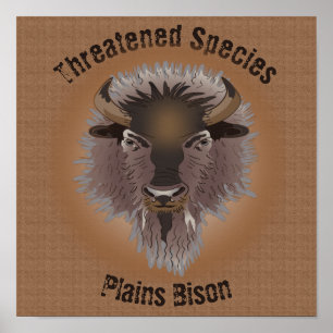 Rustic Western Plains Bison Poster