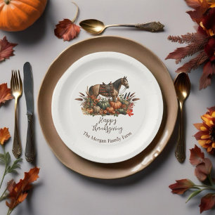 Rustic Western Pleasure Horse Thanksgiving Paper Plate