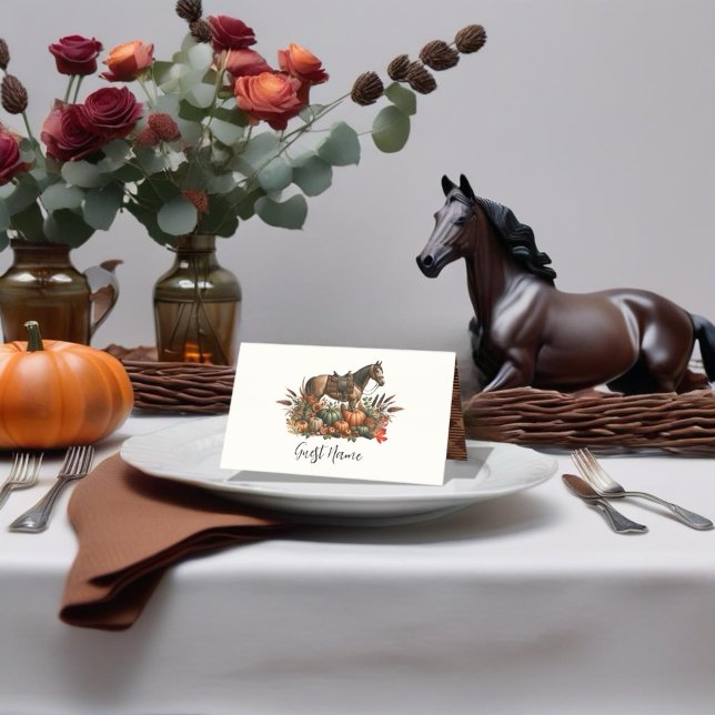 Rustic Western Pleasure Horse Thanksgiving Place Card (Enjoy this Rustic Western Thanksgiving Horse design! Customize with your favorite event!)