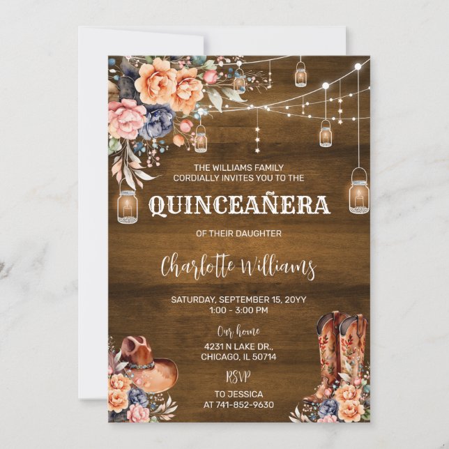 Rustic Western Quinceañera Invitation (Front)