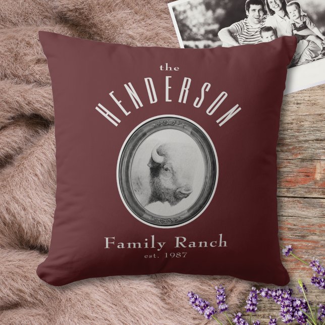 Rustic Western Ranch Buffalo Custom Red Cushion (Creator Uploaded)