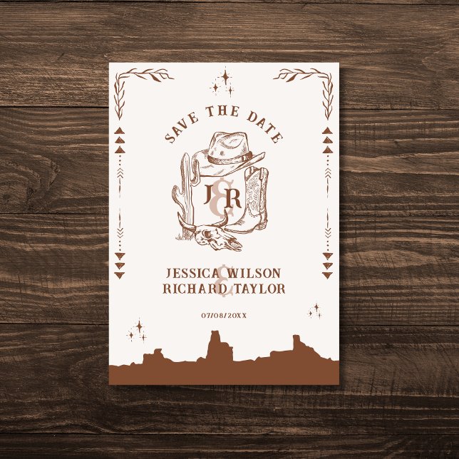 Rustic Western Ranch Farm Barn Cowboy Boots Invitation (western cowboy hat, boots, cow scull )