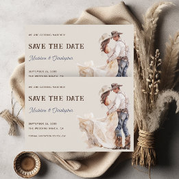 Rustic Western Ranch Wedding Save the Date Invitation