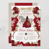 Rustic Western Red Roses Floral Charro Quinceanera