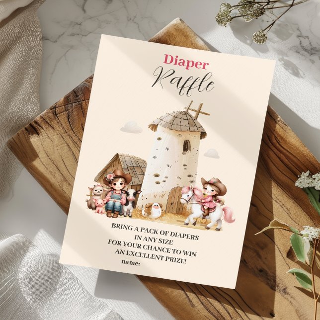 Rustic Western Rodeo Baby Shower Diapper Raffle Enclosure Card (Creator Uploaded)