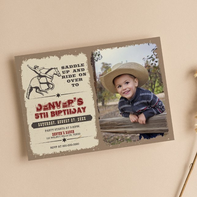 Rustic Western Rodeo Cowboy Birthday Invitation (Creator Uploaded)