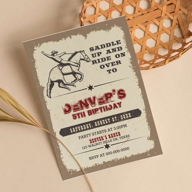 Rustic Western Rodeo Cowboy Birthday Invitation (Creator Uploaded)