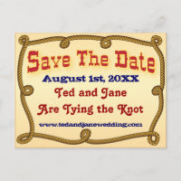 Rustic Western Rope Save The Date Postcard
